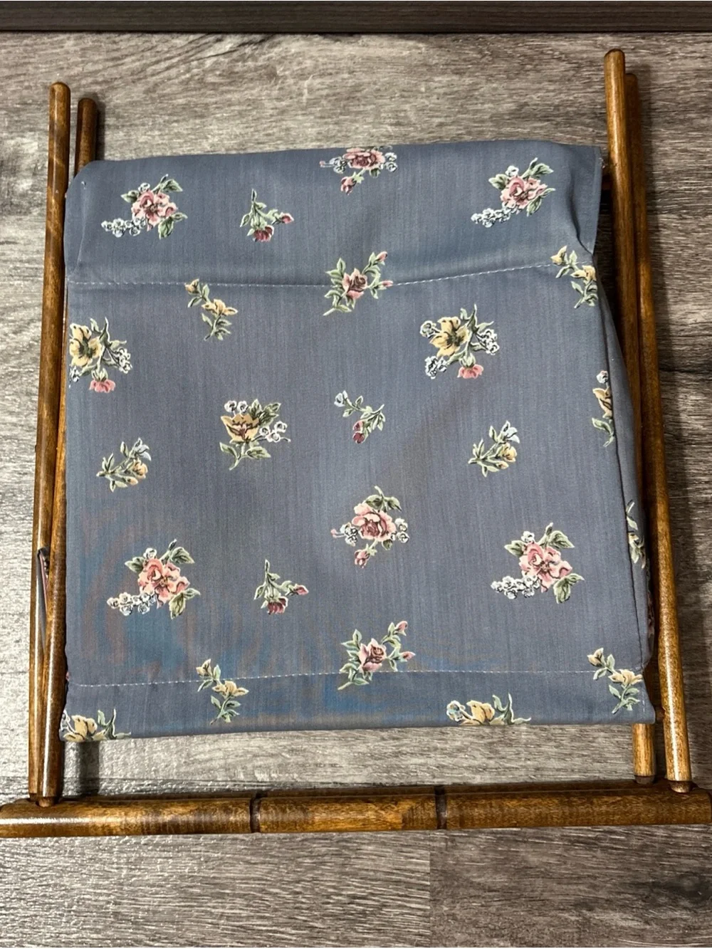Vintage Floral Fabric Book Magazine Rack SewingYarn Caddy - Blue Pink Cottage